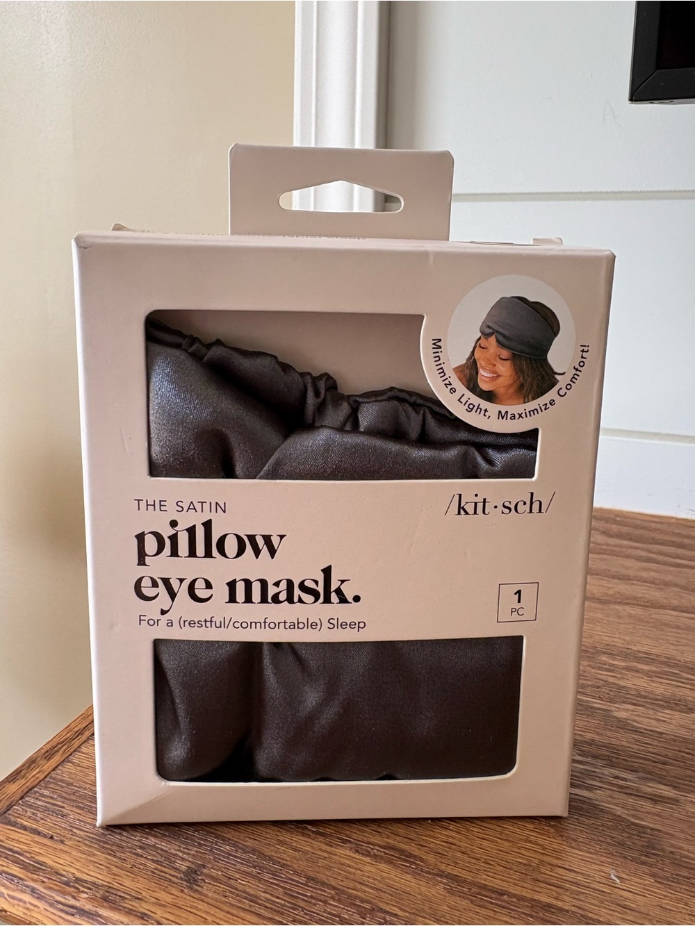 Kitsch Satin Pillow Eye Mask in Charcoal Gray